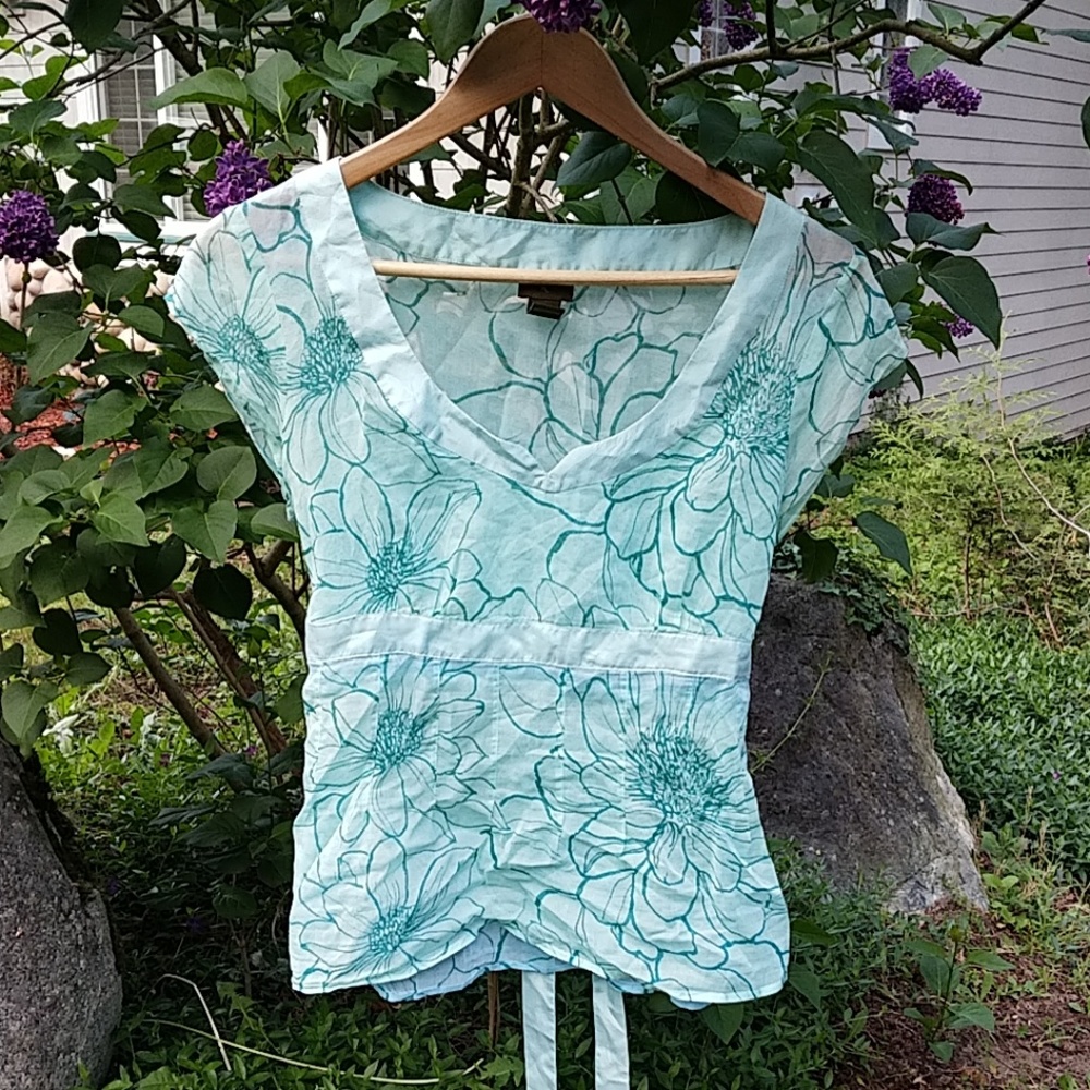 Anthropologie sheer floral blouse
